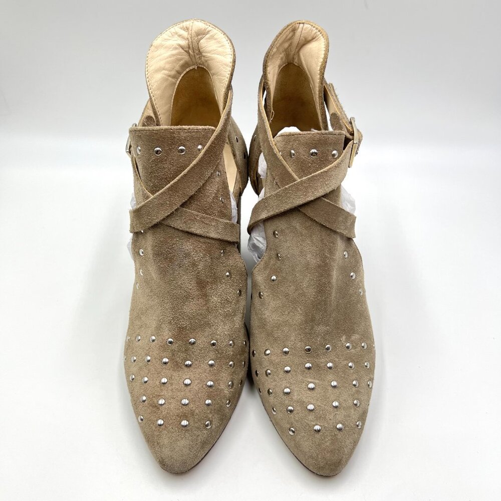 Navyboot Womens Size 38 EU Beige Greige Taupe Suede Leather Heels Shooties Shoes - Picture 2 of 11